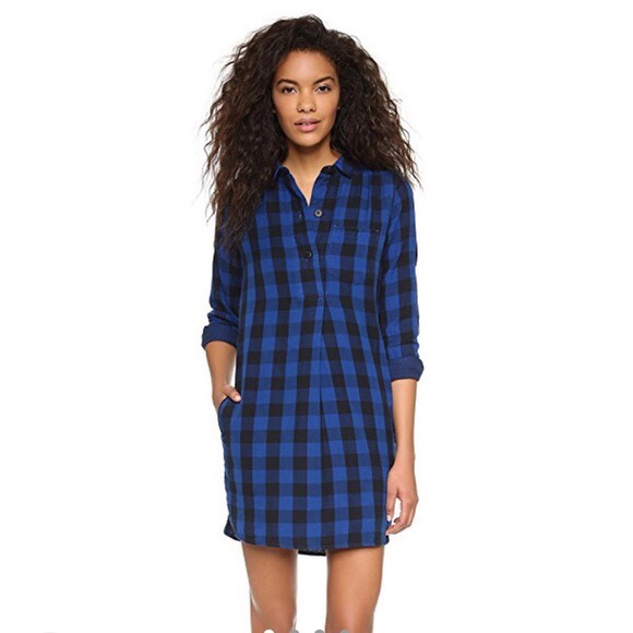 Blue buffalo plaid dress Clearance